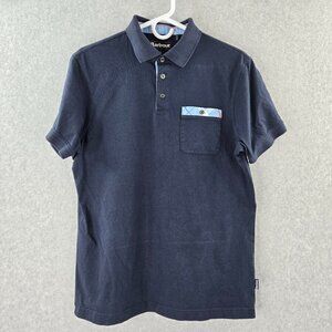 Barbour Polo Shirt Mens Large Navy Blue Tartan Plaid Accents Casual Preppy Golf